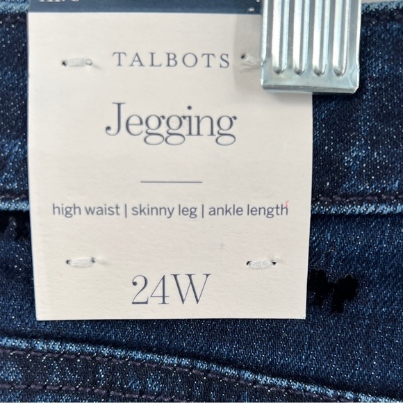 Talbots high waist skinny leg ankle pants blue jeans jegging flocked bows 24W - Picture 10 of 11